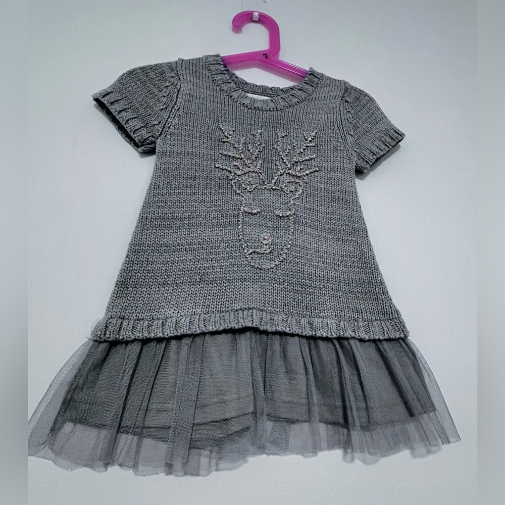 Joe Fresh Gray Knit Dress with Tulle Skirt